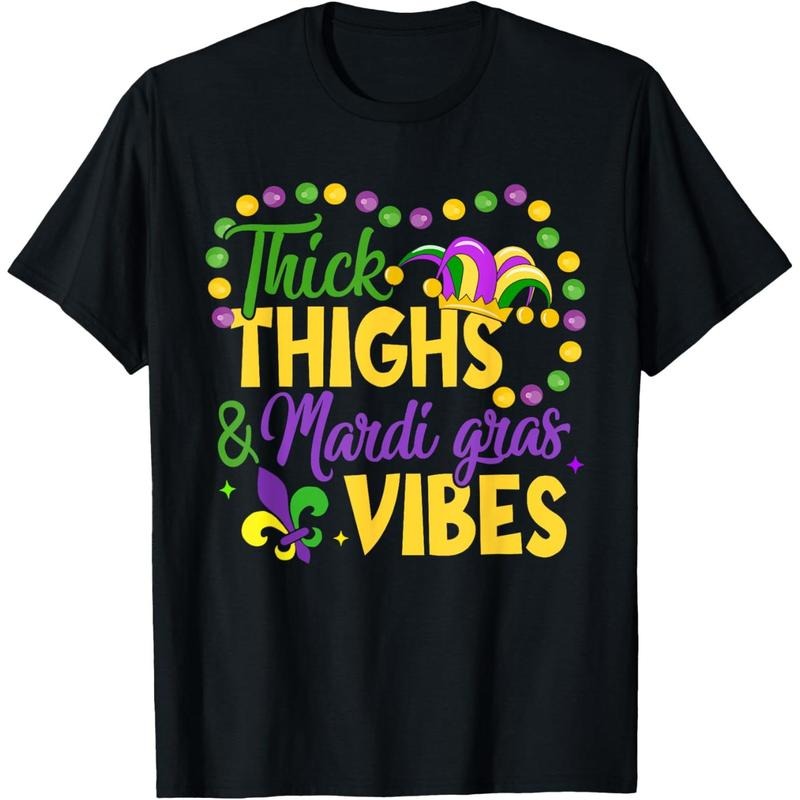 Thick Thighs Mardi Gras Vibes Fleur De Lis Mardi Gras Vibes T-Shirt made in USA Hoodie, Sweatshirt | TeeBloomCo.com