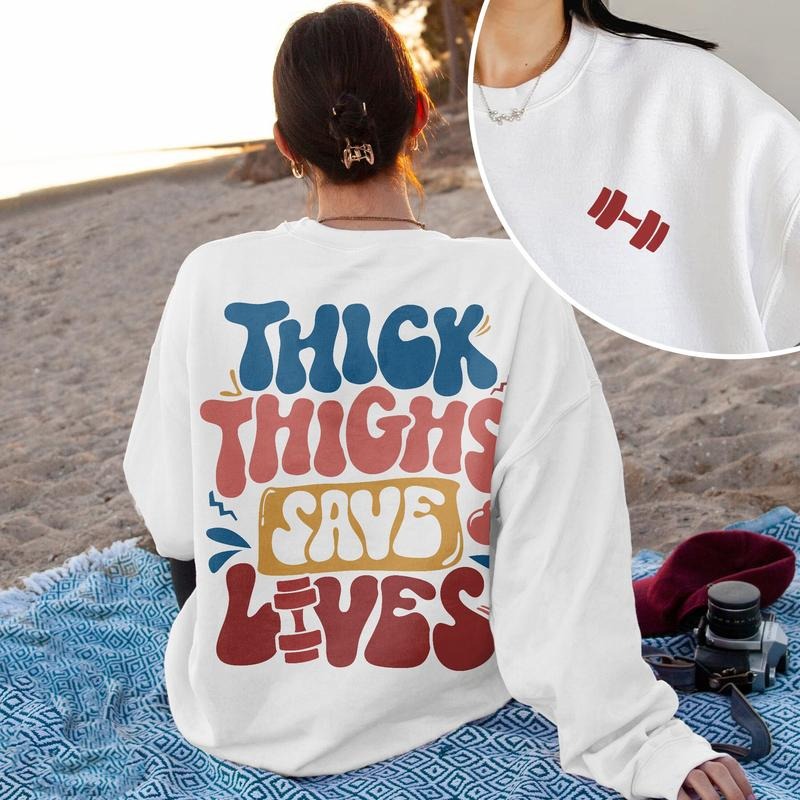 Thick Thighs Save Lives Workout Gym Shirt Workout Funny Weightlifting Pump Cover Hoodie, Sweatshirt | TeeBloomCo.com