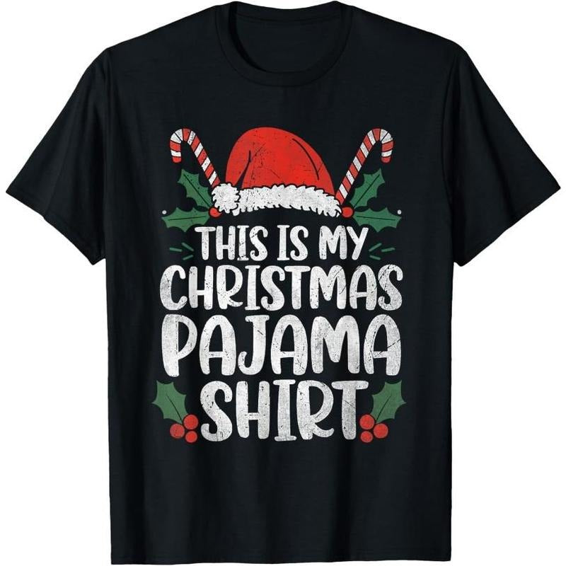 This Is My Christmas Pajama Shirt Funny Xmas Pajama Outfit T-Shirt Made in USA Hoodie, Sweatshirt | TeeBloomCo.com