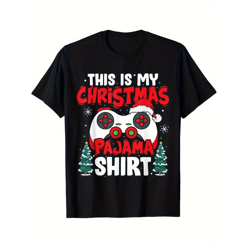 This Is My Christmas Pajama Video Game Gamer Boys Teens Printed T-shirt Comfortable Breathable, Soft, Casual Short...