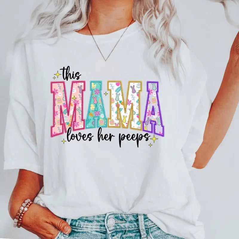 This Mama loves her Peeps, Mama Easter Sweater, Mom Easter Shirt, Cute Easter Shirt, Mamas Bunnies Shirt, Easter Gift...