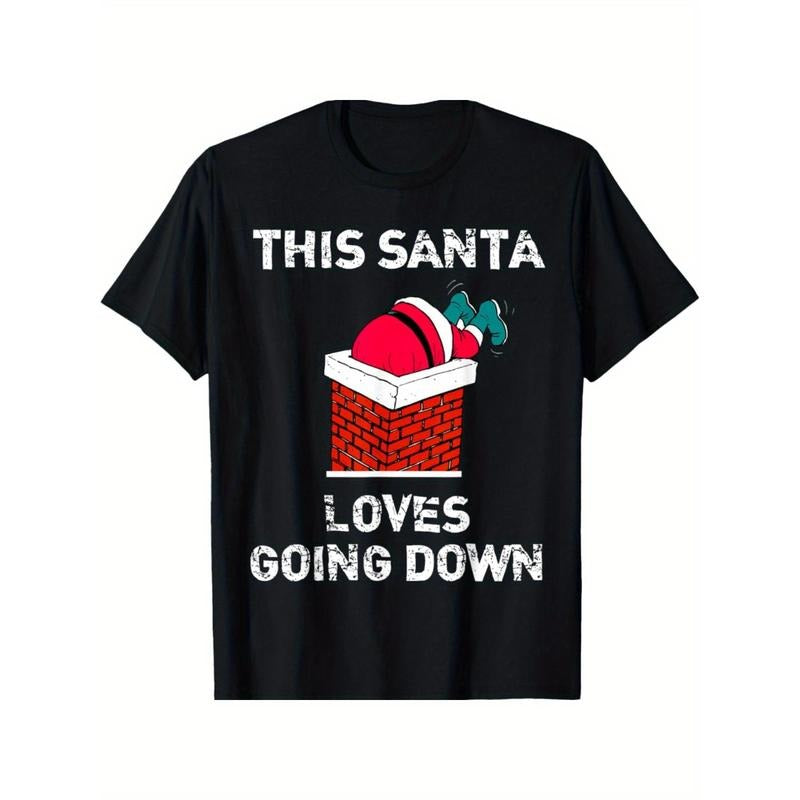 "This Santa Loves Going Down" Funny Christmas Short Sleeve T-Shirt made in usa Hoodie, Sweatshirt | TeeBloomCo.com