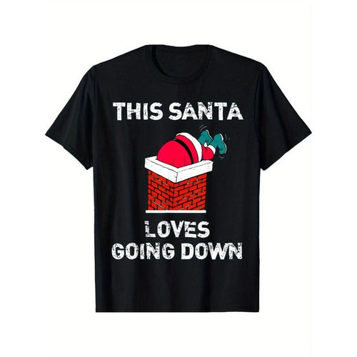 "This Santa Loves Going Down" Funny Christmas Short Sleeve T-Shirt made in usa Hoodie, Sweatshirt | TeeBloomCo.com