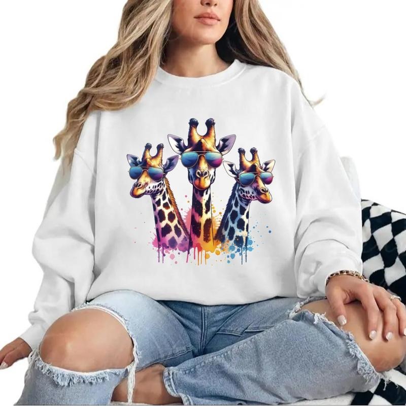 Three Giraffes Sweatshirt Funny Giraffe Safari Animals Colorful T-Shirt Unisex Hoodie | TeeBloomCo.com