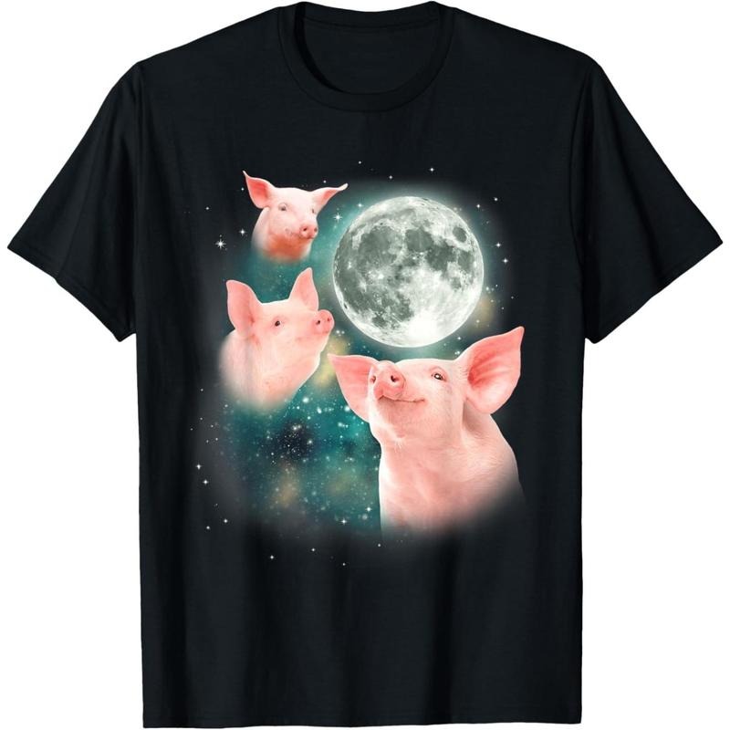 Three Pig Moon | 3 Miniature Pigs Howling Swine Weird Piggy T-Shirt made in usa Hoodie, Sweatshirt | TeeBloomCo.com