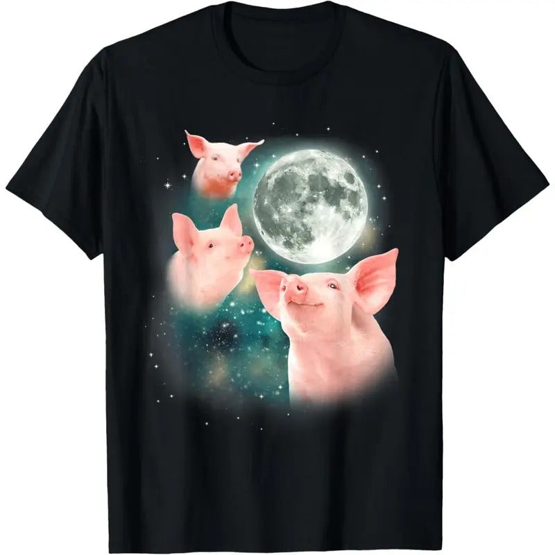Three Pig Moon | 3 Miniature Pigs Howling Swine Weird Piggy T-Shirt made in usastyle{n002}2 Hoodie, Sweatshirt