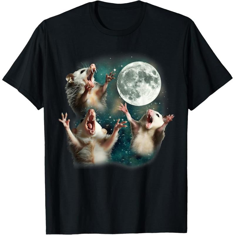 Three Possum Moon | 3 Opossum Funny Weird Cursed Meme T-Shirt made in usa Hoodie, Sweatshirt | TeeBloomCo.com