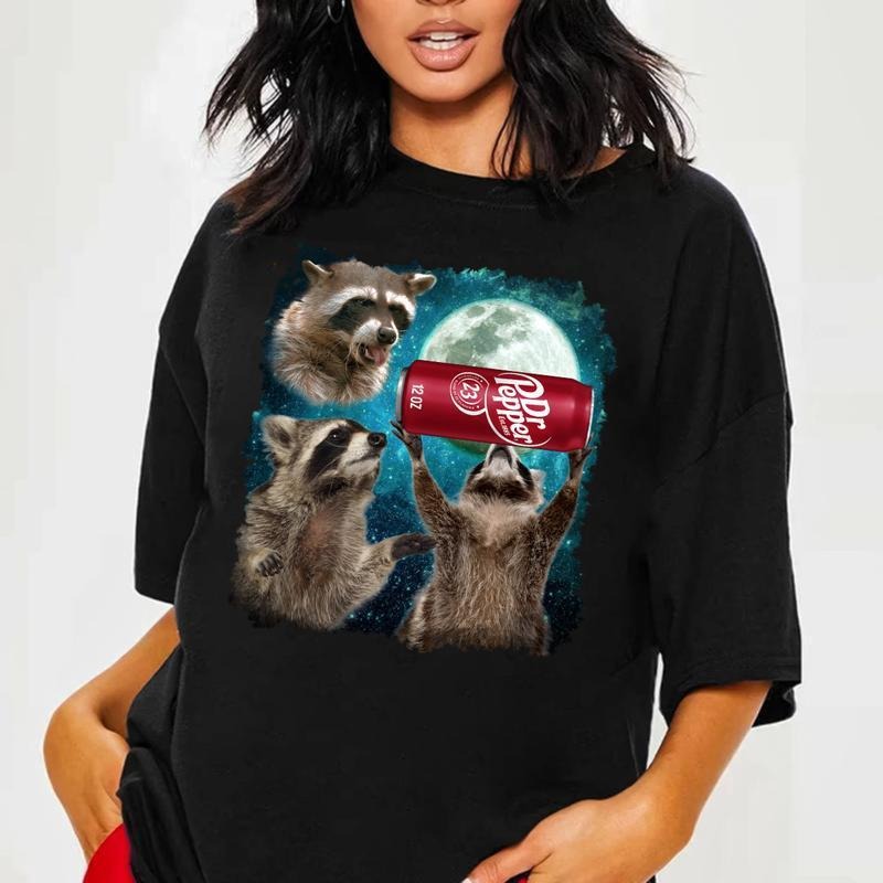 Three Raccoons Dr Pepper Vintage Graphic T-Shirt, 100% Cotton Menswear, Bold Graphic Tee, For Men, For Woman raccoon meme...