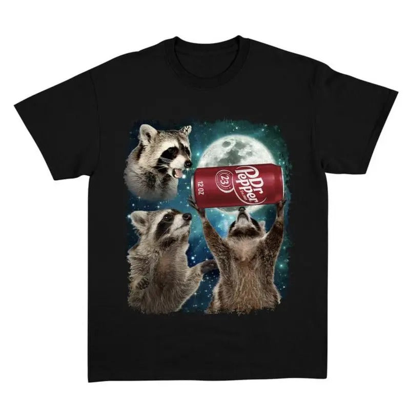Three Raccoons Dr Pepper Vintage Graphic T-shirt, Funny Meme Dank Raccoons Shirt, Gifts For Men Women, Unisex Tee,...