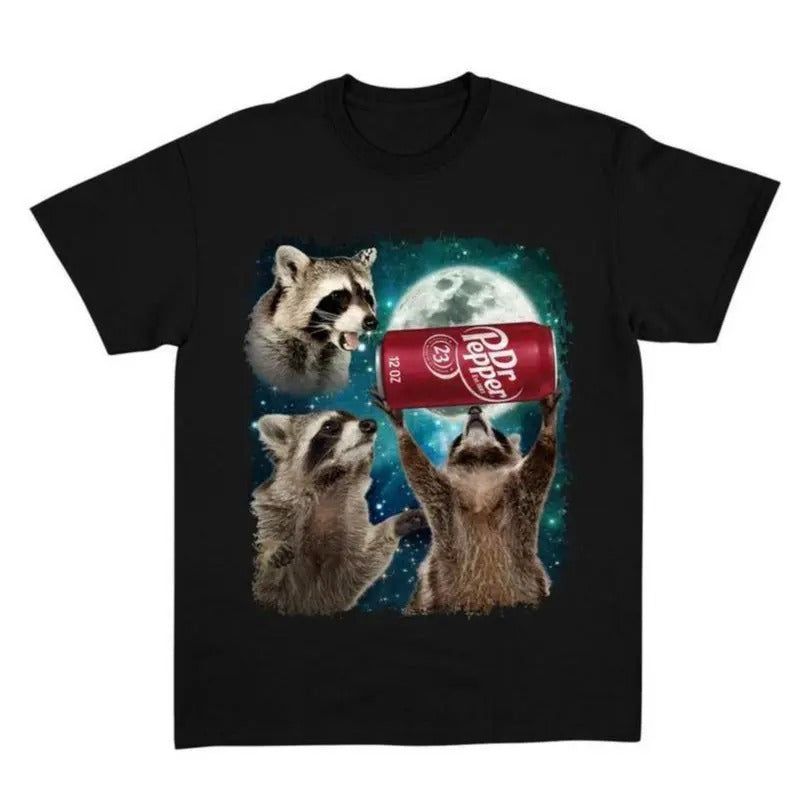 Three Raccoons Dr Pepper Vintage Graphic T-shirts Sweatshirt Hoodie, Retro Crewneck, Gift For Girlfriend, Cotton, Print...