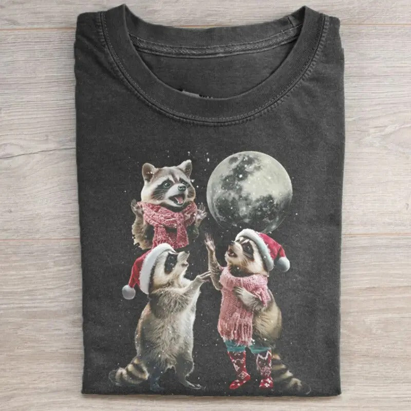 Three Raccoons Vintage Christmas T-shirt, Retro Meme Shirt, Funny Christmas Tee Hoodie, Sweatshirt | TeeBloomCo.com
