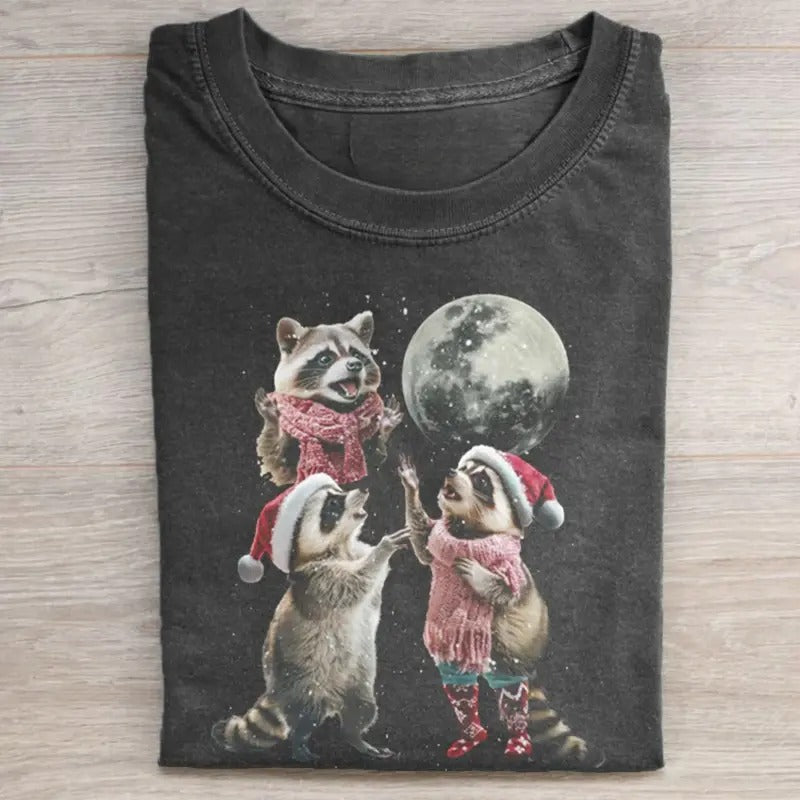 Three Raccoons Vintage Graphic T-shirts, Retro Raccoon Moon Tshirt, Raccoon Lovers, Funny Raccon Tee, Raccoon Gifts...