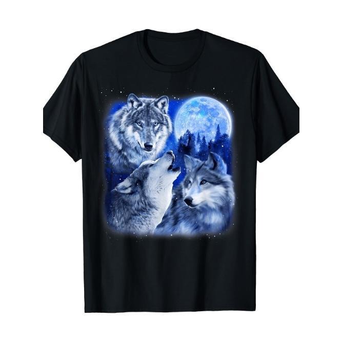 Three Wolves 3 Grey Wolves Howling at the Moon Wildlife T-shirt Made in USA Hoodie, Sweatshirt | TeeBloomCo.com