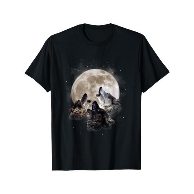 Three Wolves Howling at the Moon - Wolf Lover T-Shirt Made in USA Hoodie, Sweatshirt | TeeBloomCo.com