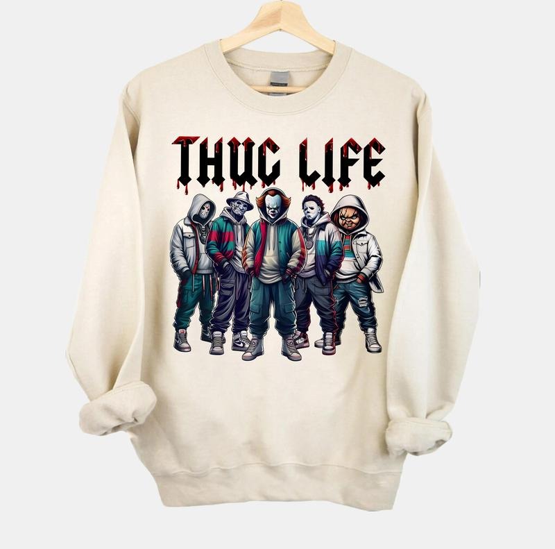 Thug Life Horror Movie Shirt, Friends Horror Characters Shirt, Horror Movie Killers Shirt, Scary Shirt, Halloween Shirt,...