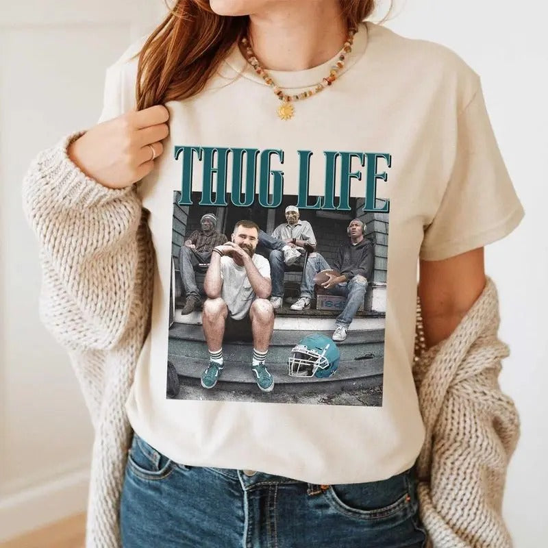 Thvg Lif3 Philadelphia Tshirt, Jason Kelce, Jalen Hurts, DeVonta Smith, A.J.Brown, Football Shirt for Fan, Football...