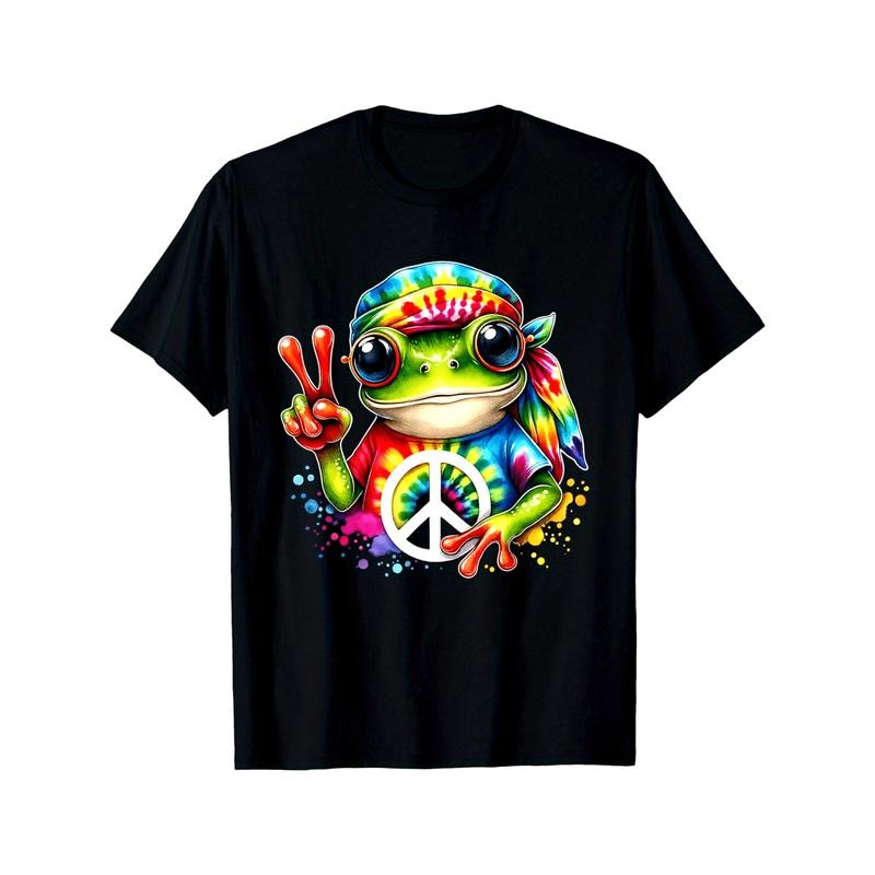 Tie Dye Frog Peace Sign Hippie T-Shirt made in usa Hoodie, Sweatshirt | TeeBloomCo.com