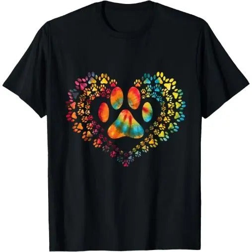 Tie Dye Love Dog Paw Print Heart Animal Lover T-Shirt Made in USA Hoodie, Sweatshirt | TeeBloomCo.com