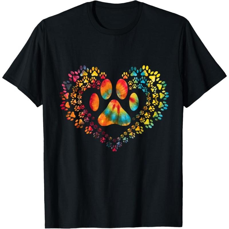 Tie Dye Love Dog Paw Print Heart Animal Lover T-Shirt.made in usa Hoodie, Sweatshirt | TeeBloomCo.com