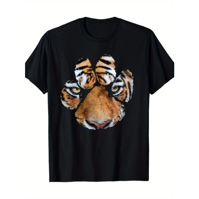 Tiger Paw Print Animal Cotton T-Shirt Made in USA Hoodie, Sweatshirt | TeeBloomCo.com