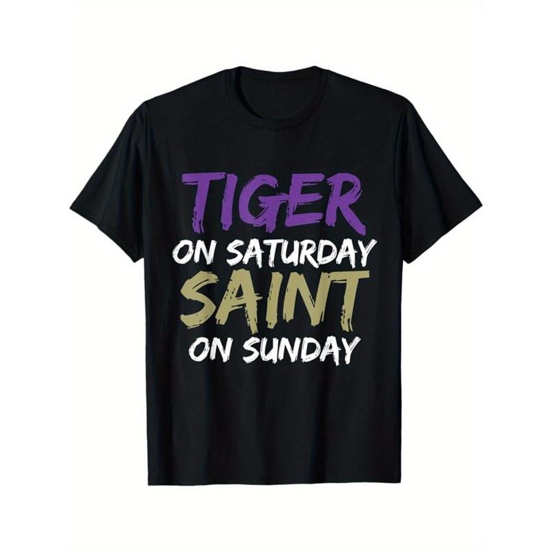 Tiger Print men's cotton pattern T-shirt, casual short-sleeved round neck game T-shirt, men's outdoor T-shirt made in usa...