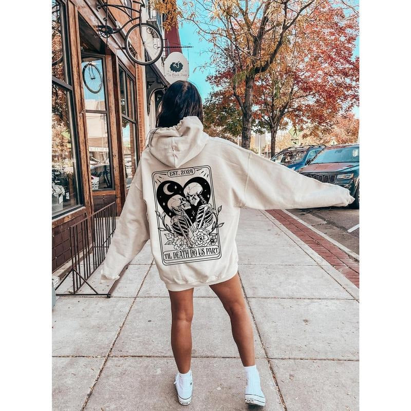 Till Death Do Us Part Sweatshirt, Gothic Anniversary Shirt, Skeleton Hoodie, Gift For Couple, Lover Sweater, Romance...