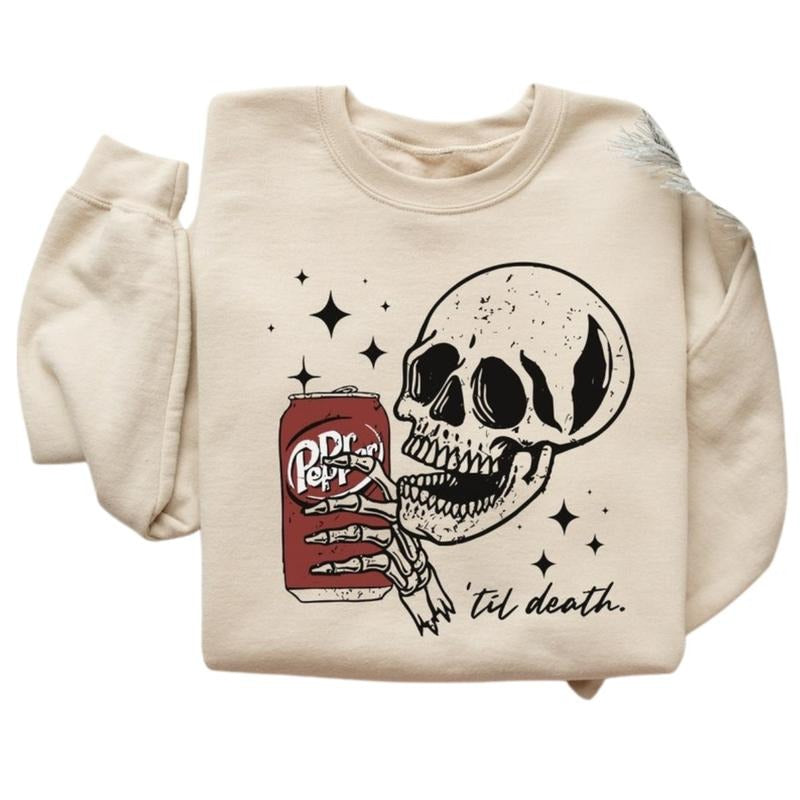 Till Death Dr. Pepper Sweatshirt, Skeleton Shirt, Cute Dr Pepper Tshirt, Skeleton drinking Dr.Pepper Hoodie | TeeBloomCo.com