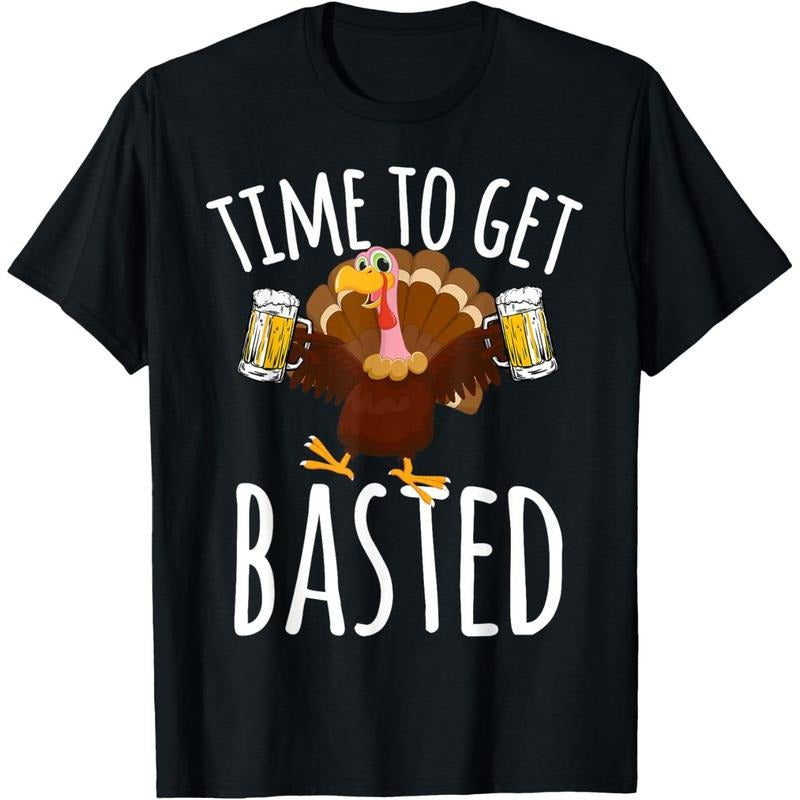Time To Get Basted Funny Beer Thanksgiving Turkey Gift T-Shirt made in us Hoodie, Sweatshirt | TeeBloomCo.com