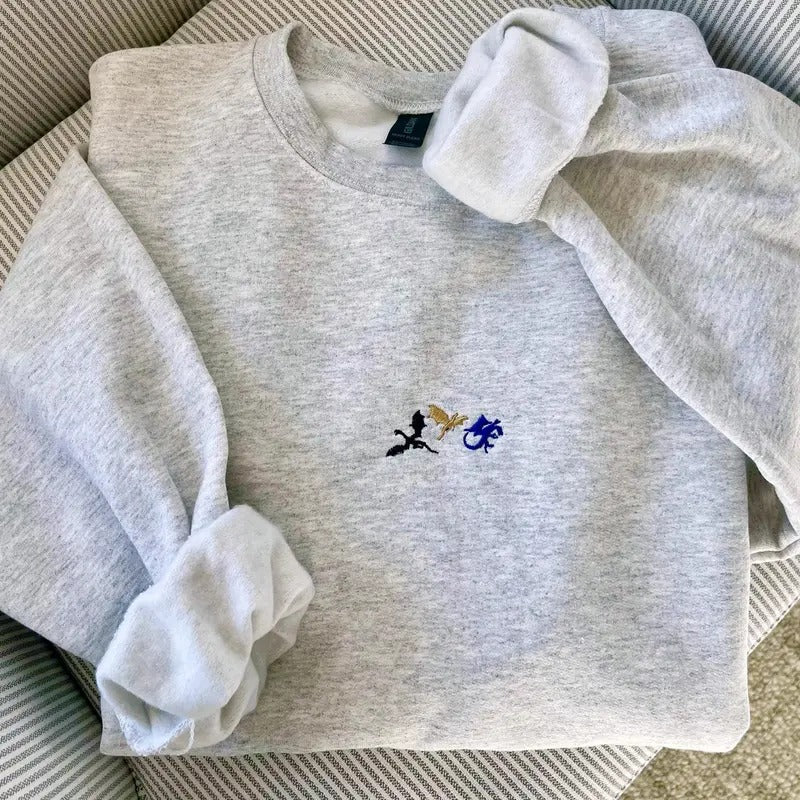 Tiny dragons embroidered sweatshirt, Fourth Wing embroidered sweatshirt, booktok, bookish gifts, dragon, basgiath war...