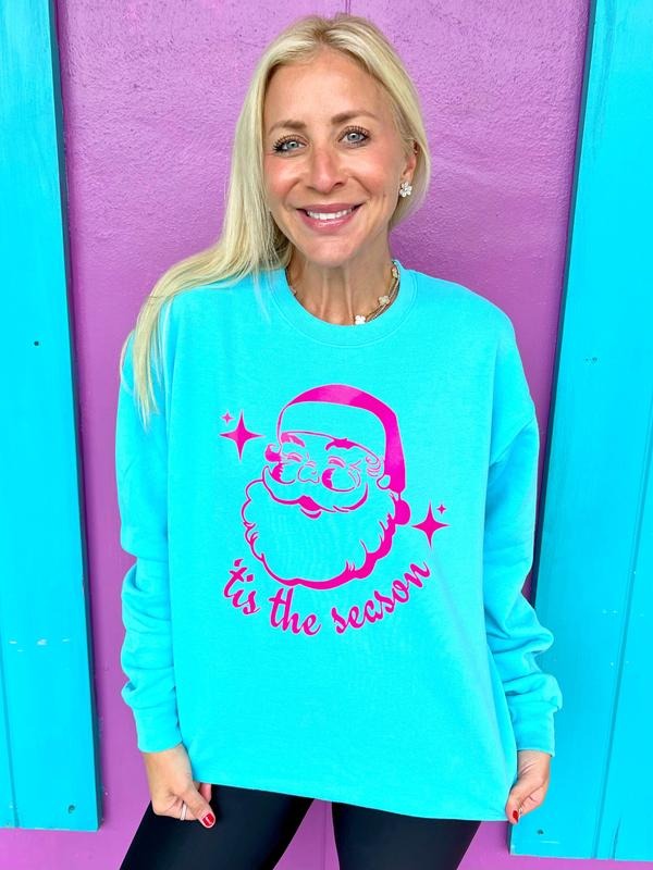 'Tis The Season Neon Santa Sweatshirt T-Shirts, Hoodie | TeeBloomCo.com