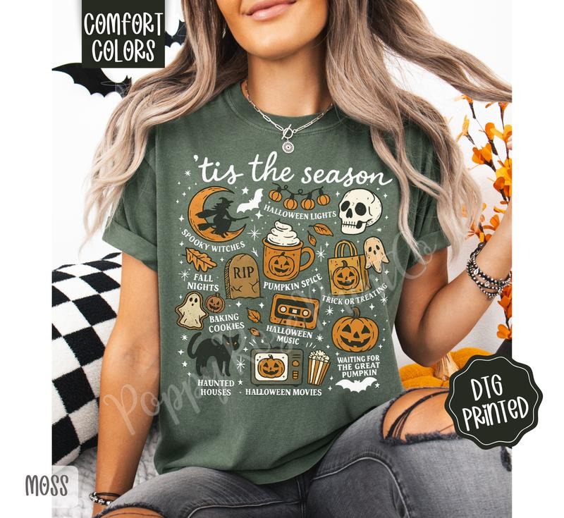 Tis The Season Shirt Comfort Colors, Trendy Halloween Tshirt Hoodie, Sweatshirt | TeeBloomCo.com