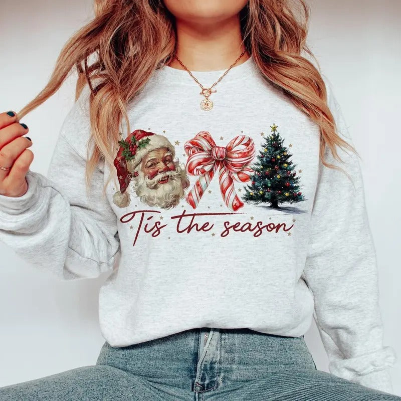 Tis The Season Unisex Crewneck Sweatshirt & T-shirt - Cotton Fabric - Fit, Womenswear Fitted Garment Hoodie | TeeBloomCo.com