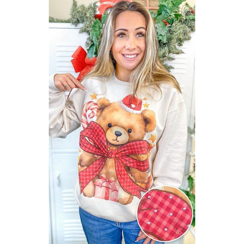 Toby Teddy Bear Christmas Rhinestone Graphic Sweatshirt T-Shirts, Hoodie | TeeBloomCo.com