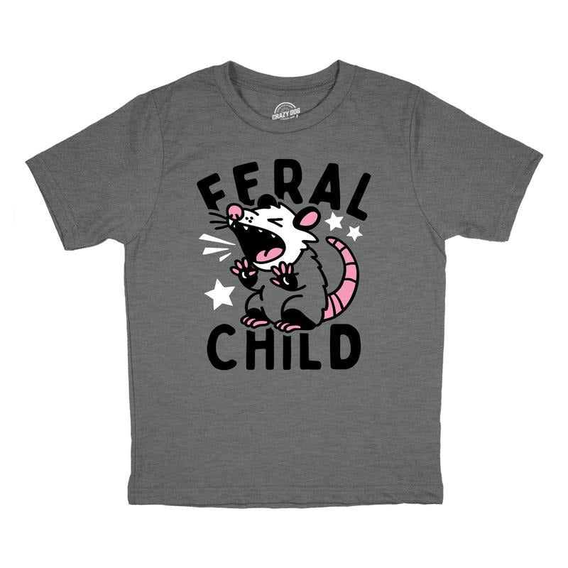 Toddler Funny T Shirts Feral Child Sarcastic Wild Animal Graphic Novelty Tee for Kids Funny Toddler Shirts Sarcastic...