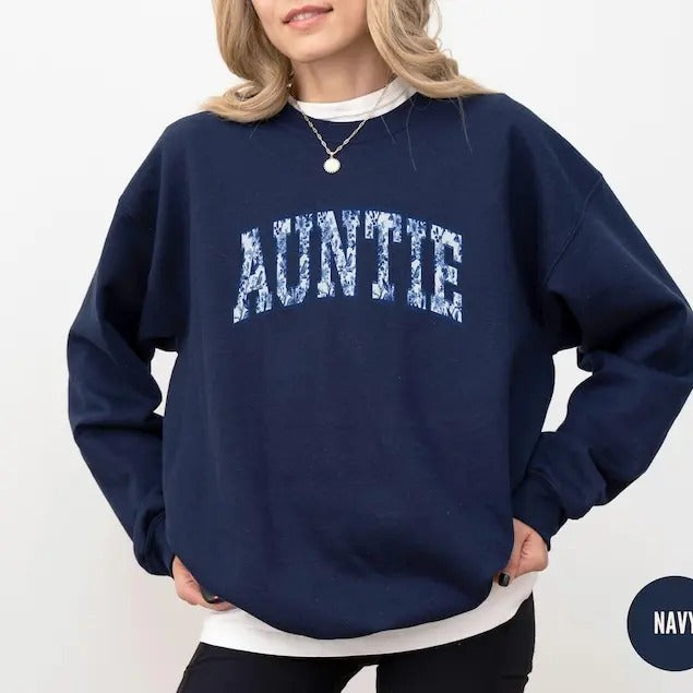 Toile Du Jouy Auntie Sweatshirt, Floral Aunt Crewneck, Pregnancy Announcement, New Aunt Gift,Sister Mothers Day...