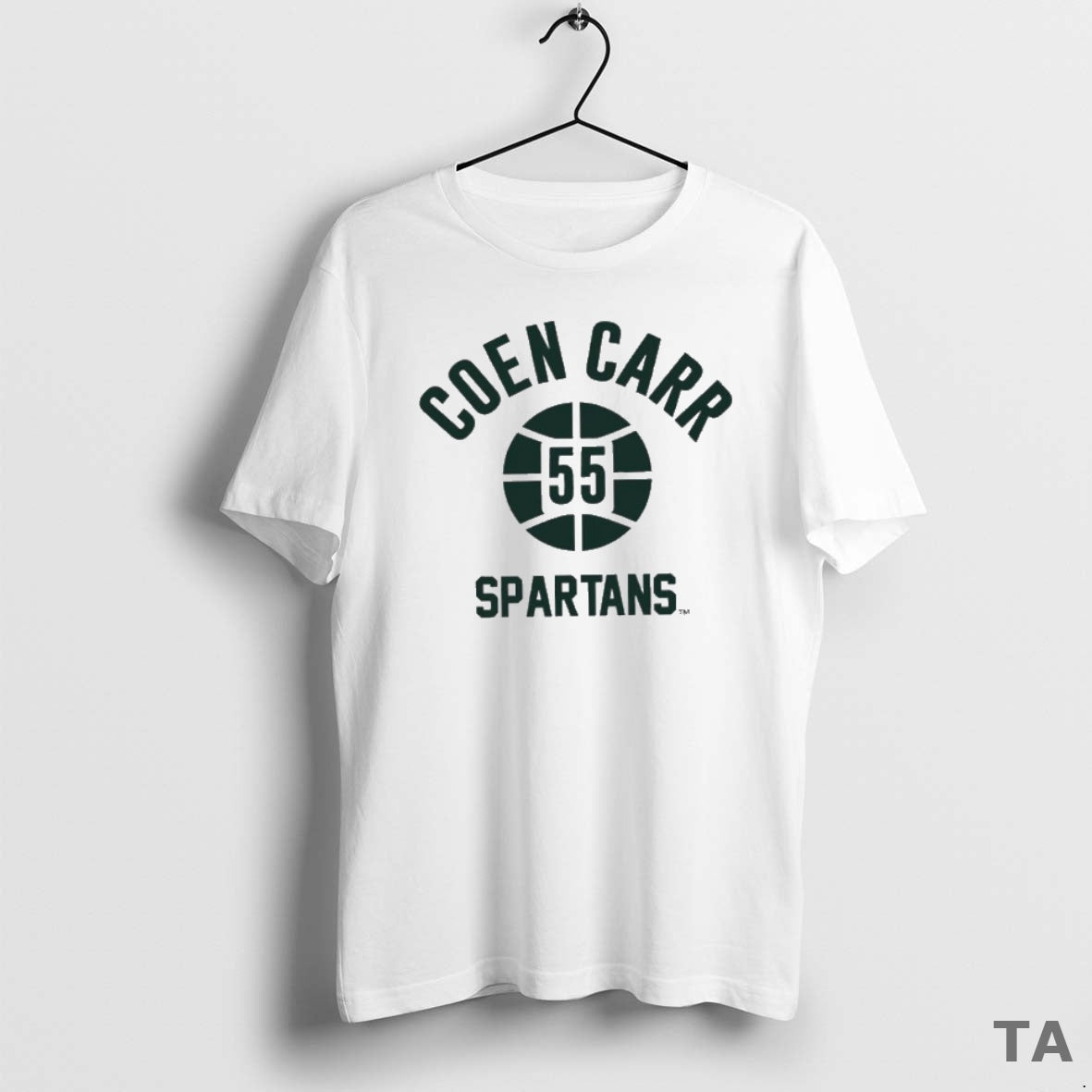 Top Coen Carr Name Number Ball Michigan State Basketball T Shirt Sweater Hoodie, Sweatshirt | TeeBloomCo.com