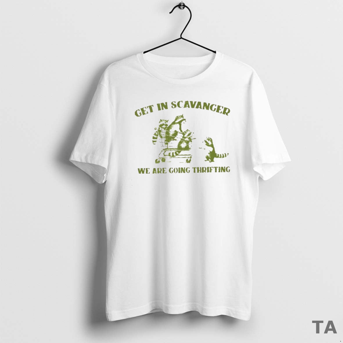 Top Get In Scavenger Were Going Thrifting Raccoons T Shirt Sweater Hoodie, Sweatshirt | TeeBloomCo.com