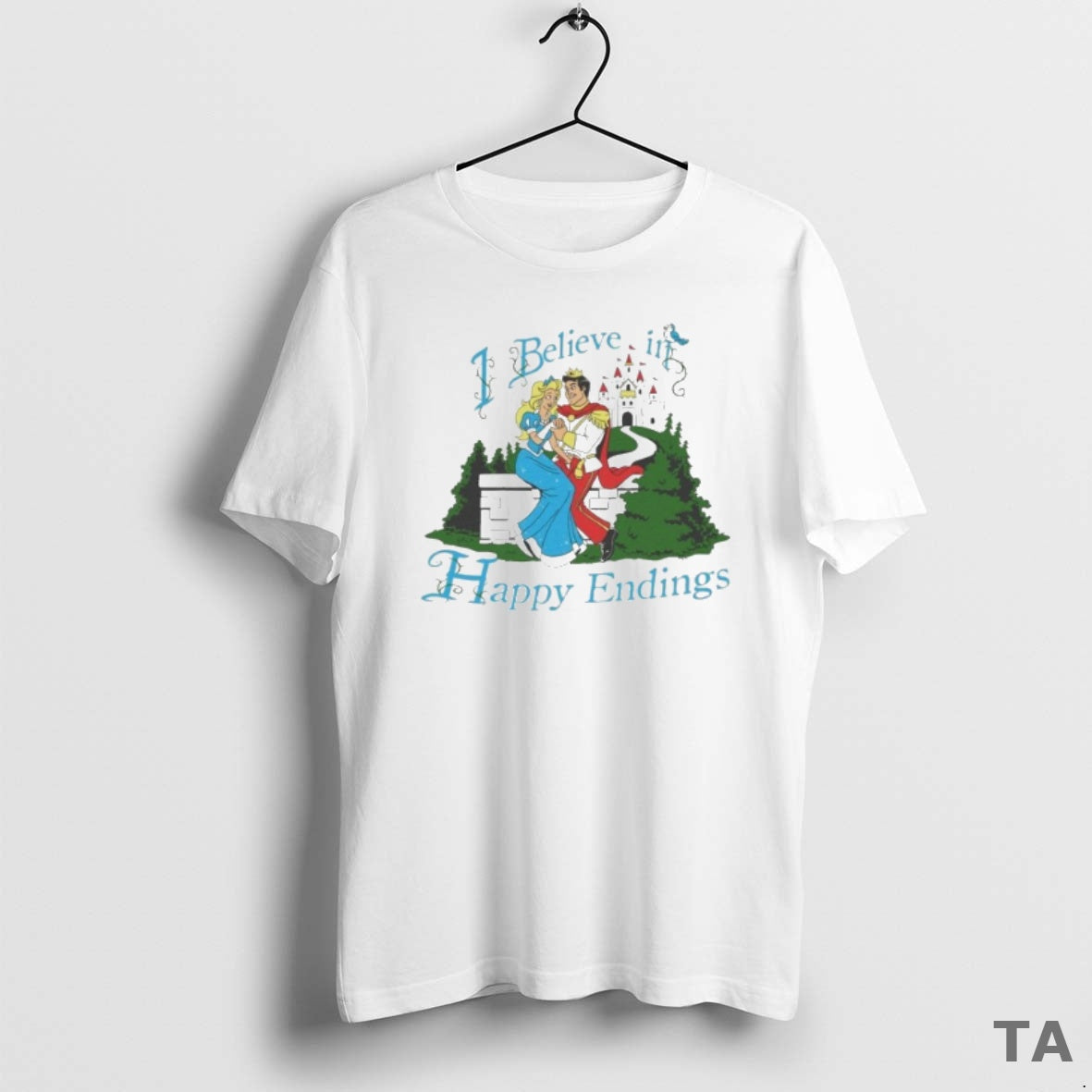 Top I Believe In Happy Endings Prince And Princess T Shirt Sweater Hoodie, Sweatshirt | TeeBloomCo.com