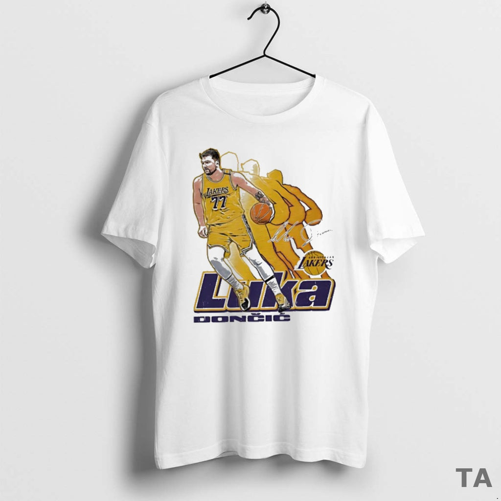 Top Luka Doncic Los Angeles Lakers Signature 77 Retro Vibe Graphic T Shirt Sweater Hoodie, Sweatshirt | TeeBloomCo.com