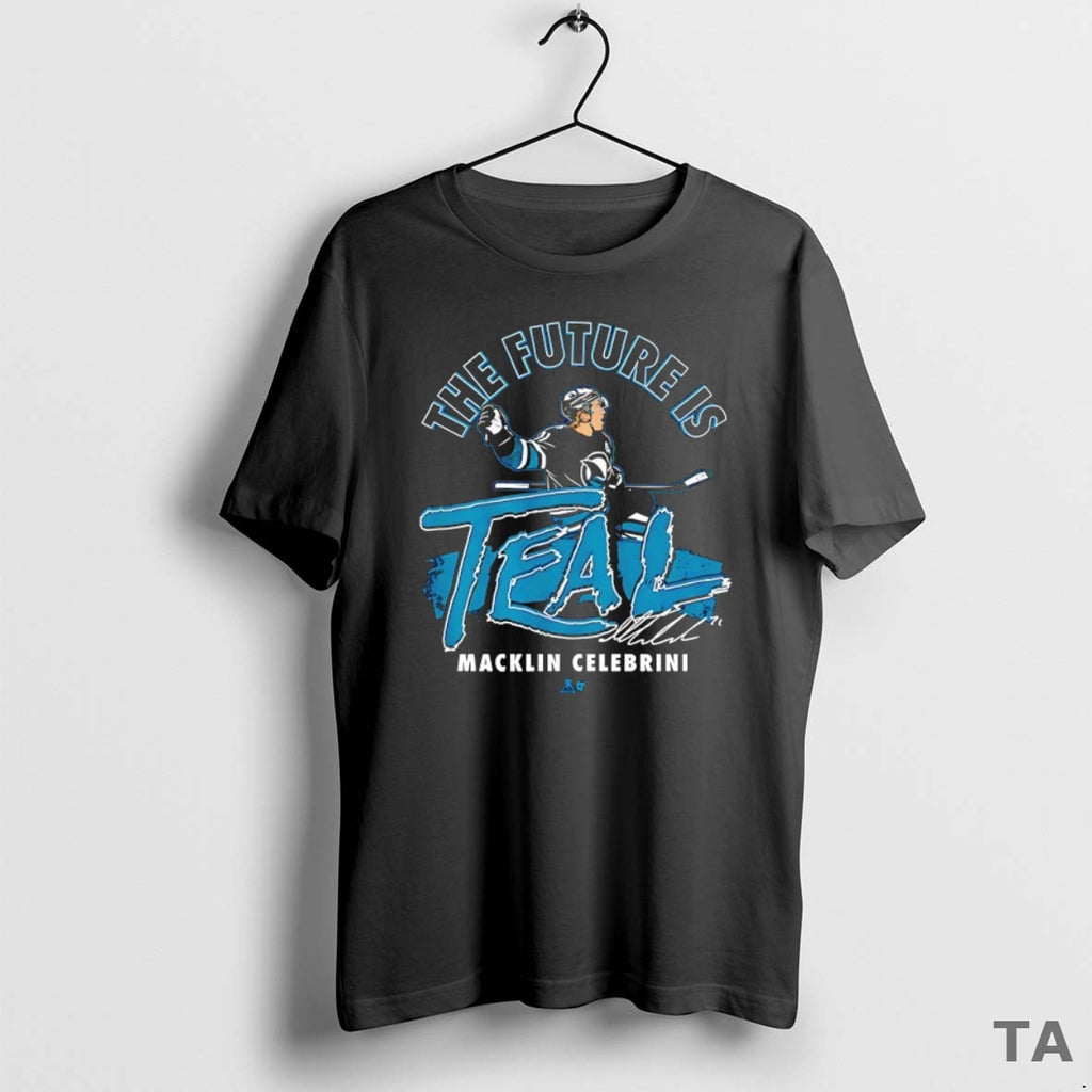 Top Macklin Celebrini San Jose Sharks Hockey The Future Is Teal Signature T Shirt Sweater Hoodie, Sweatshirt | TeeBloomCo.com