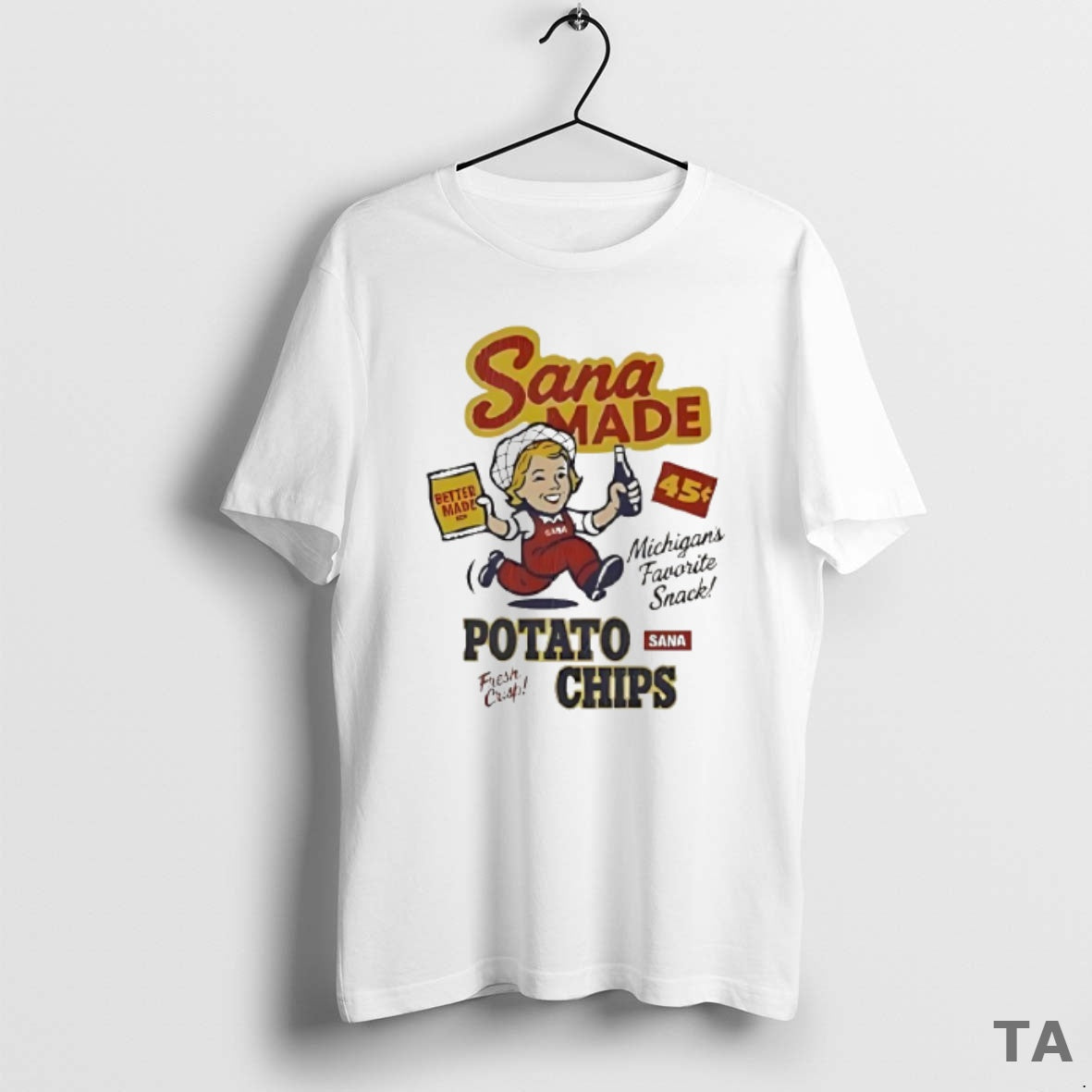 Top Sana Made Potato Chips Better Made Michigans Favorite Snack Cartoon T Shirt Sweater Hoodie, Sweatshirt | TeeBloomCo.com