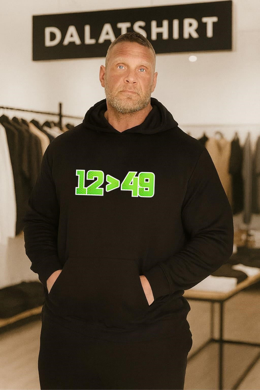Seattle Football Number 12 Greater Than 49 Neon Green shirt