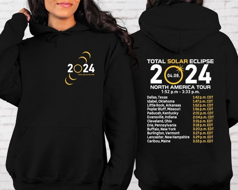 Total Solar Eclipse 2024 Sweatshirt, Double-Sided Celestial Sweatshirt, April 8th 2024 Sweatshirt, Eclipse Event 2024...