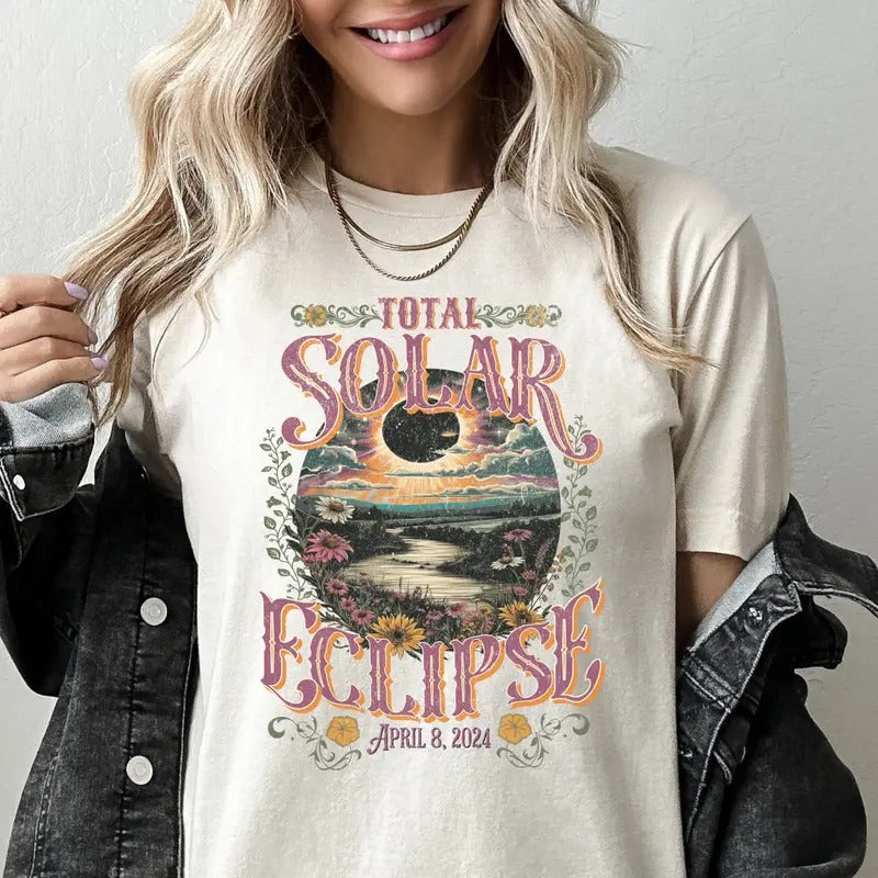 Total Solar Eclipse Shirt 2024 Solar Eclipse Tshirt Path of Totality Eclipse Souvenir Eclipse Viewing Tee USA Solar...