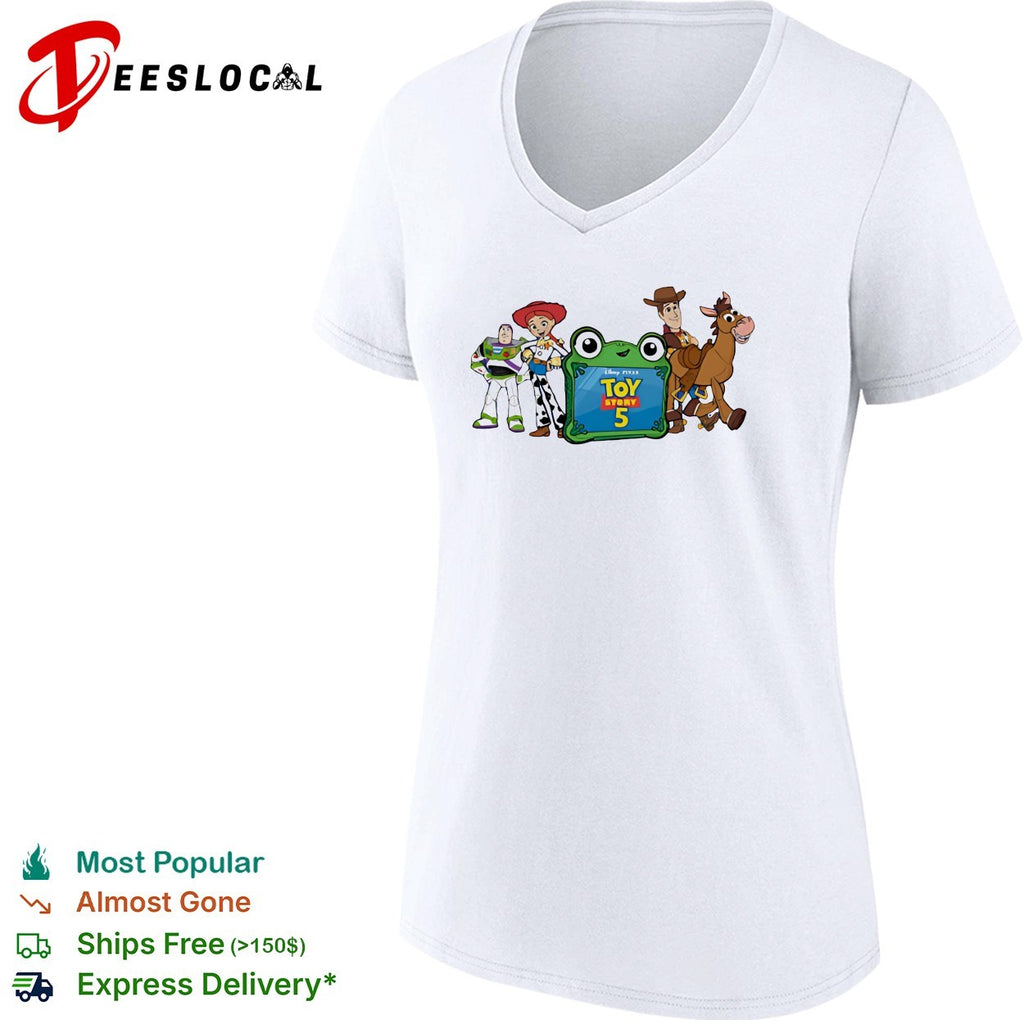 Toy Story 5 logo Jessie Buzz Woody and Bullseye group shirt