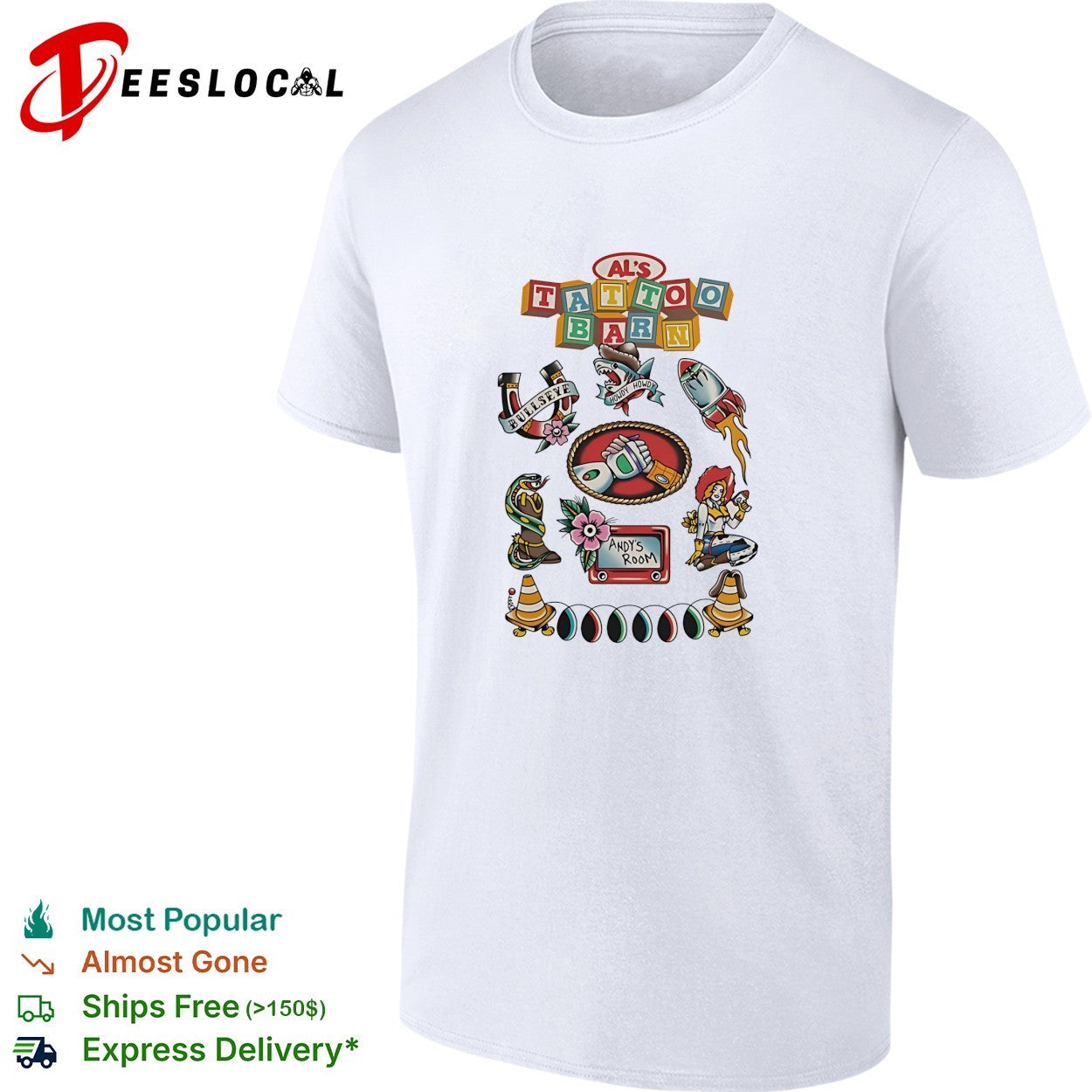 Toy Story Al’s Tattoo Barn Woody Buzz Andy’s Room tattoo art shirt