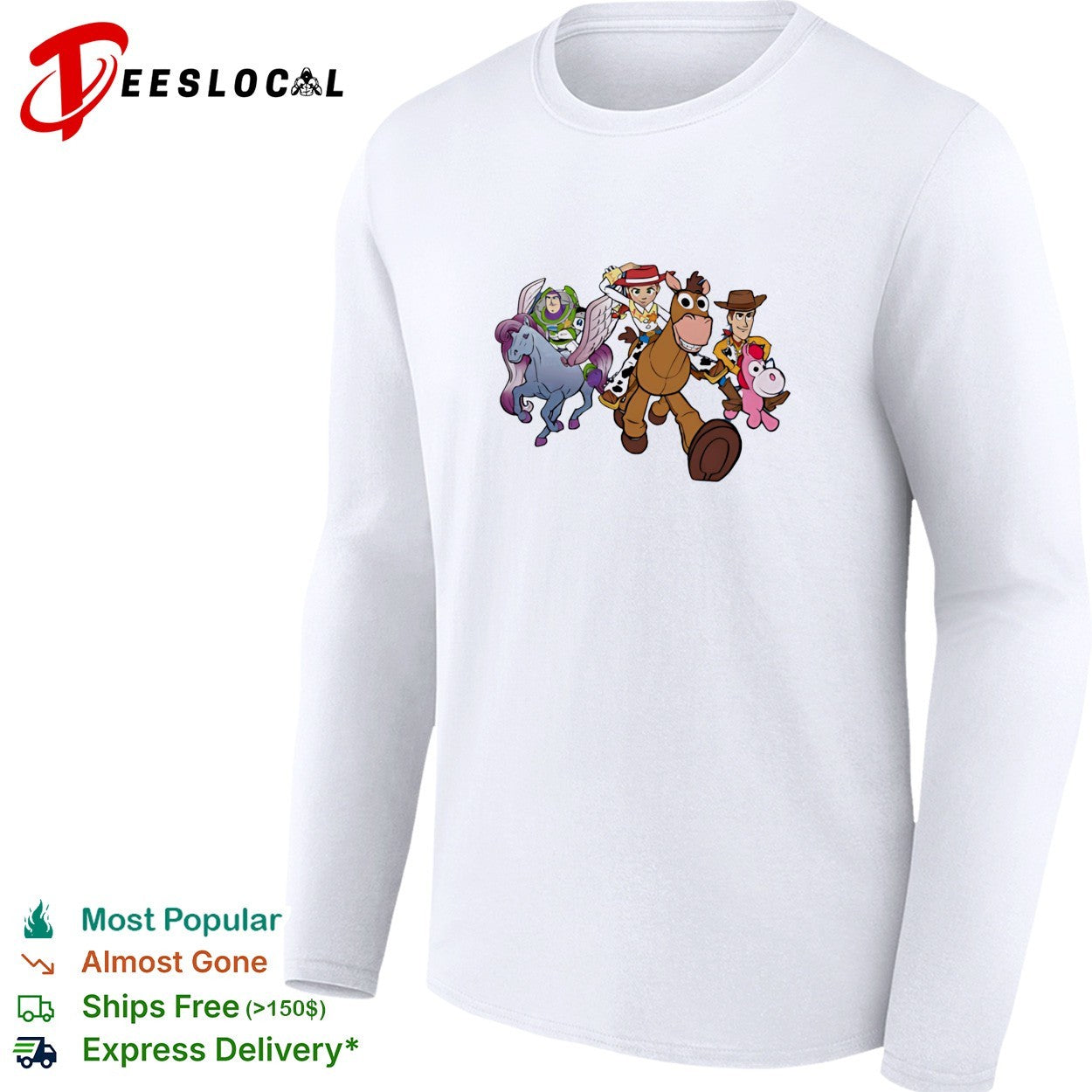 Toy Story Buzz Jessie Bullseye Woody and unicorn toy running shirt