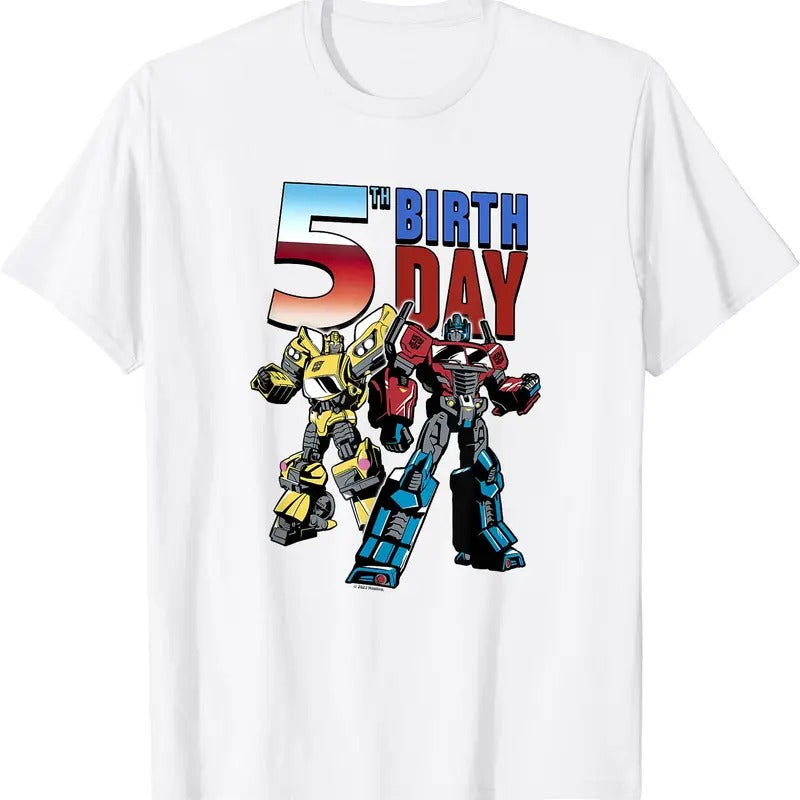 Transformers 5Th Birthday Optimus Prime And Bumblebee Poster T-Shirt Hoodie, Sweatshirt | TeeBloomCo.com