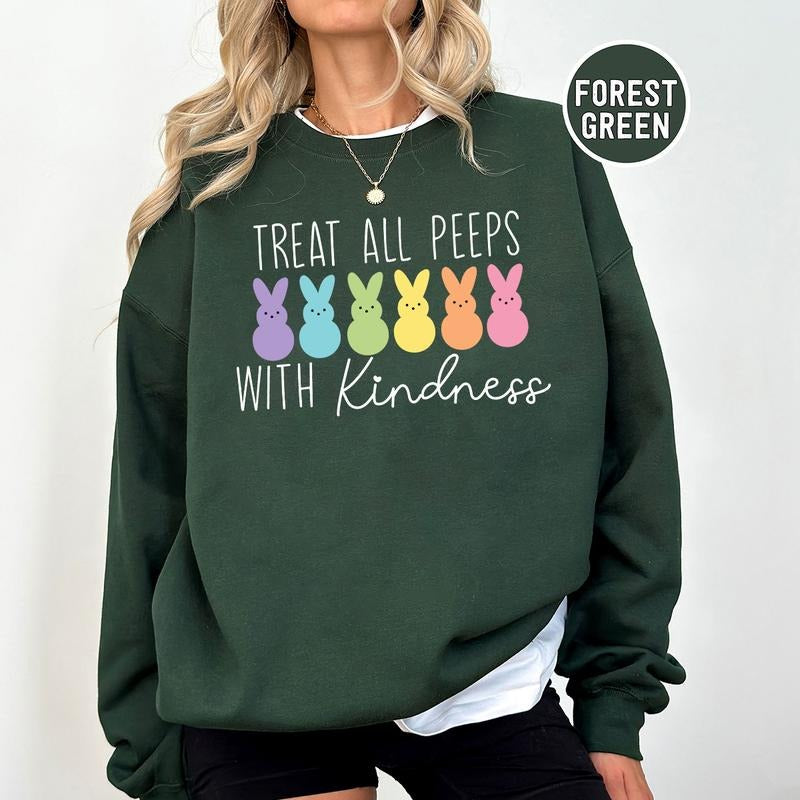 Treat All Peeps With Kindness Sweatshirt, Hoodie, T-shirt, Easter Shirt, Cute Easter Gifts, Peeps Shirt, Teachers Easter...