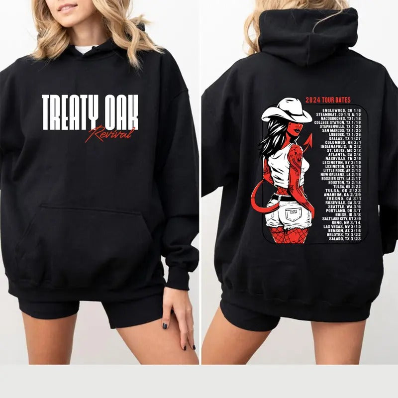 Treaty Oak Revival Tour Hoodie Fan Gift Ideas Double Side Hoodie T-shirt Fun Shirt Sweatshirt Outdoor Tshirt Sweatshirt...